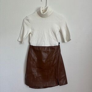 HOLLISTER BROWN FAUX LEATHER SKIRT